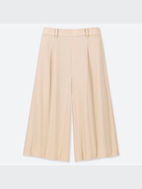 UNIQLO Drape Wide-Leg Cropped Pants Size M Cream
